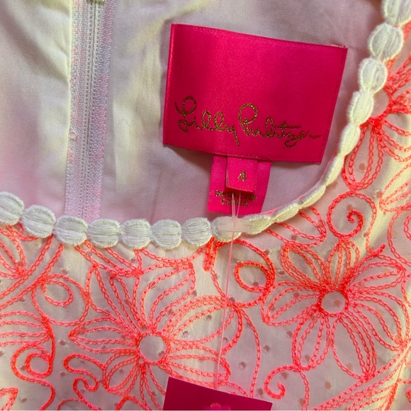 Lilly Pulitzer ~ new ~ Ellen Flounce Dress in Cantaloupe Lasercut Dot in size 4 - Picture 3 of 14